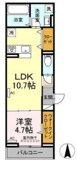 メラヴィリア(1LDK/3階)の間取り写真