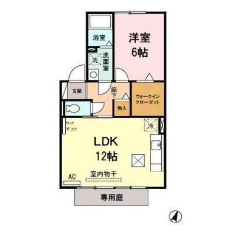 メゾンドリーフ(1LDK/1階)の間取り写真