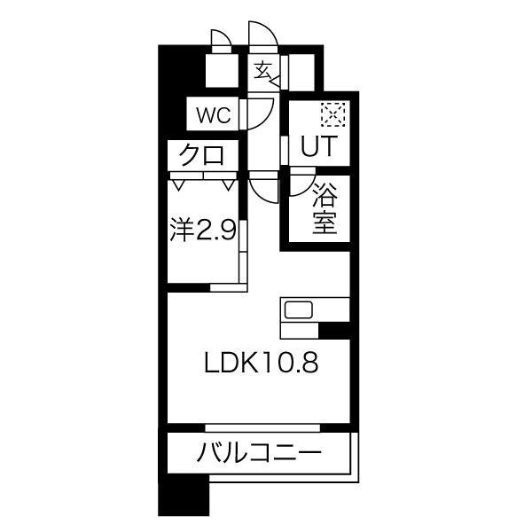 ポルタニグラ千種(1LDK/6階)の間取り写真