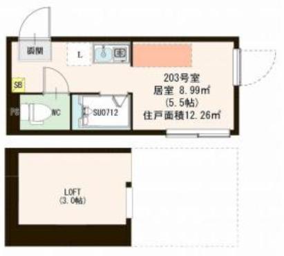BRILLIANT久我山(ワンルーム/2階)の間取り写真