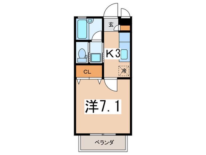 CASA FUJIVIEW(1K/1階)の間取り写真