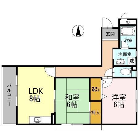 ファミリーハイツ蒲生(2LDK/1階)の間取り写真