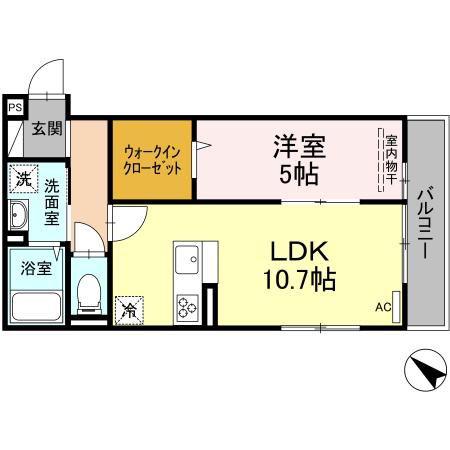 シティパーク南蔵王(1LDK/3階)の間取り写真