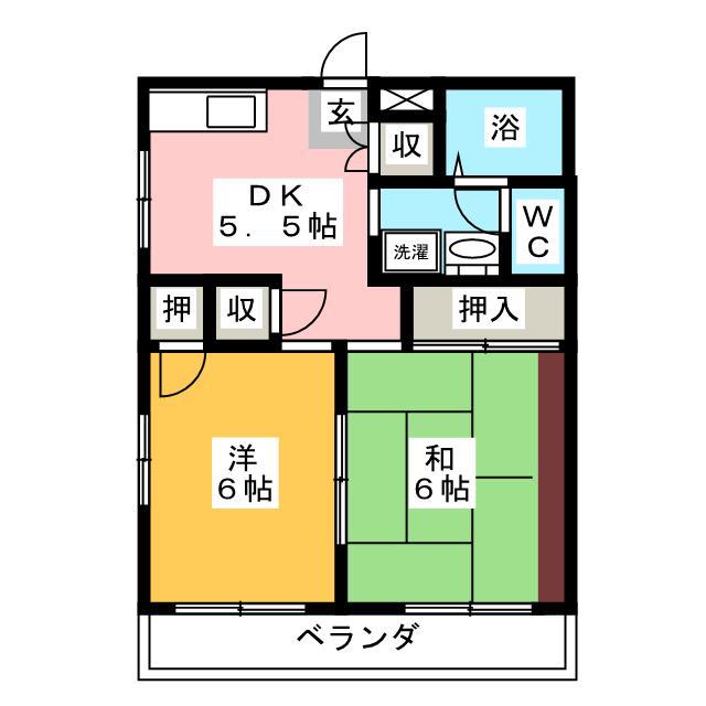 ロイヤル楓(2DK/2階)の間取り写真