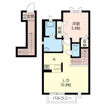レクエルドA(1LDK/2階)の間取り写真