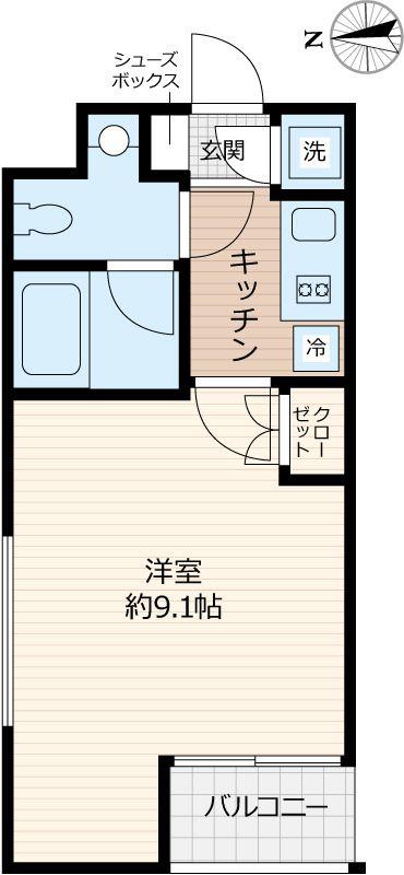 BEVERLY HOMES赤塚公園II(1K/4階)の間取り写真