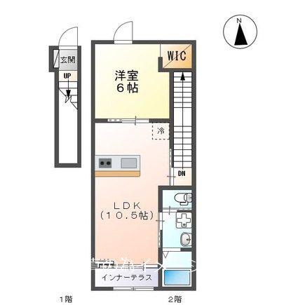 ラ・ティール(1LDK/2階)の間取り写真