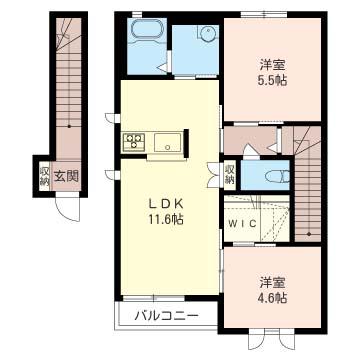 ポナールC(2LDK/2階)の間取り写真
