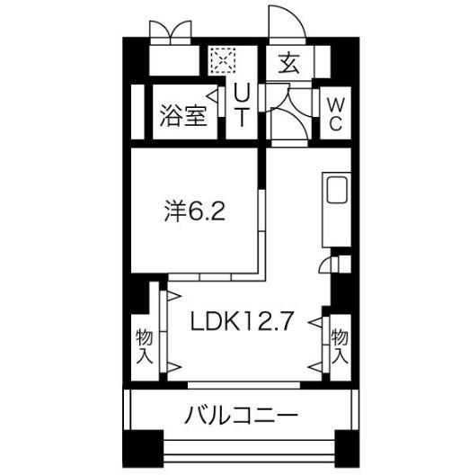 レジデンスカープ博多(1LDK/12階)の間取り写真