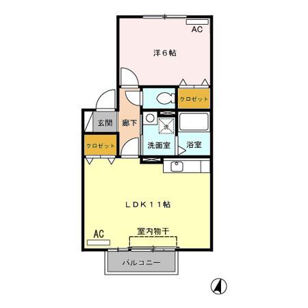 サライIII(1LDK/2階)の間取り写真