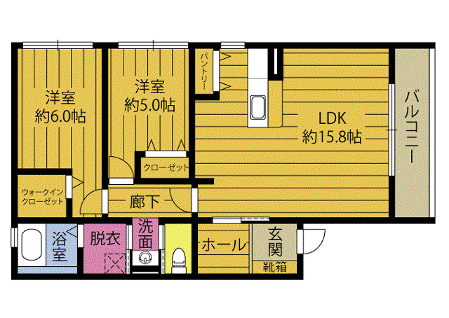 WINDOMルミナス(2LDK/3階)の間取り写真