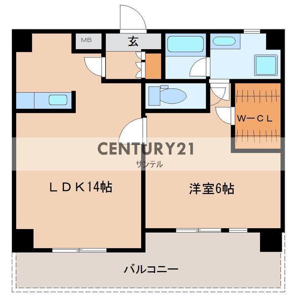J-7 (1LDK/1階)の間取り写真