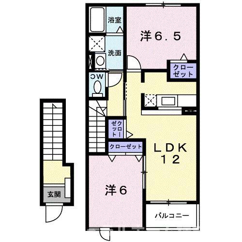 ストラーレ 牛川(2LDK/2階)の間取り写真
