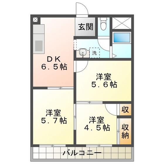 セピアロード(3DK/2階)の間取り写真