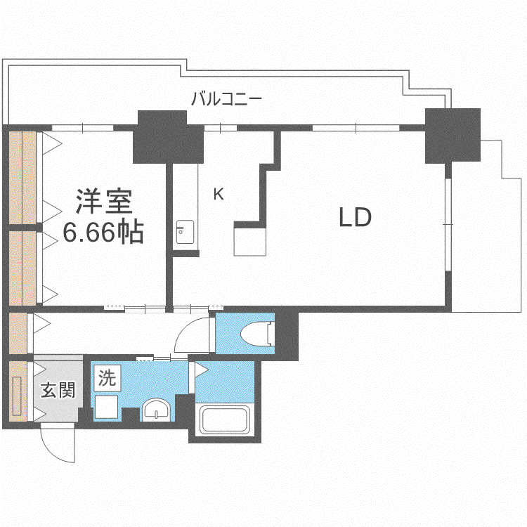 パシフィックタワー札幌(1LDK/2階)の間取り写真