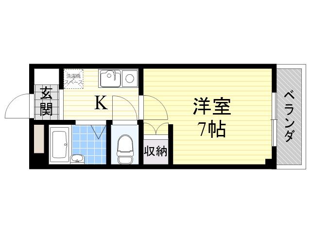 GREEN VILLA森小路(1K/2階)の間取り写真