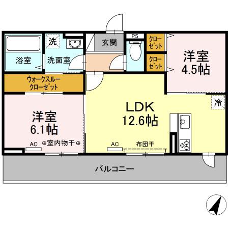 エルドラードD(1LDK/2階)の間取り写真