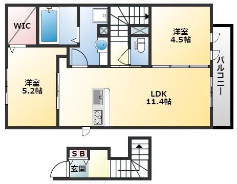 D-ROOMみのり(2LDK/2階)の間取り写真
