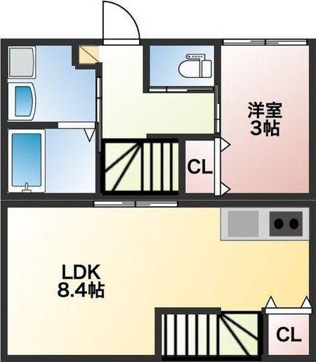 イニシアティブ原ノ町(1LDK/1階)の間取り写真