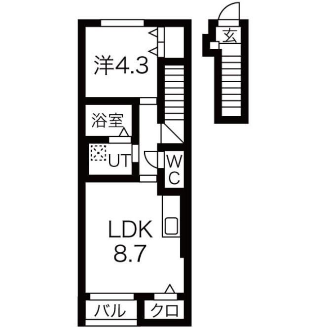 3PLS(1LDK/2階)の間取り写真