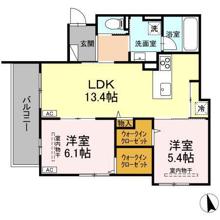 SAKURA TERRACE(2LDK/2階)の間取り写真