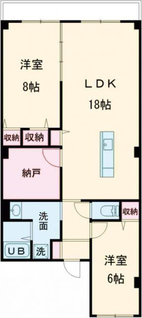 ブルーミィ五稜郭(2LDK/3階)の間取り写真