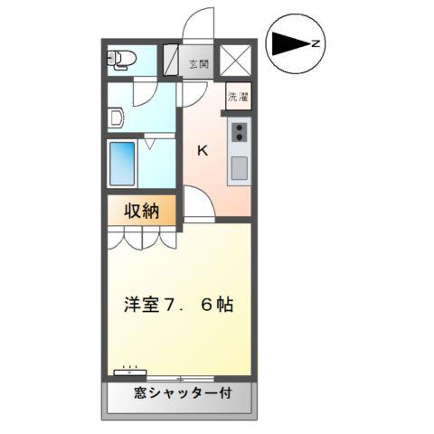 ファイブシャトーかすみ(1K/1階)の間取り写真
