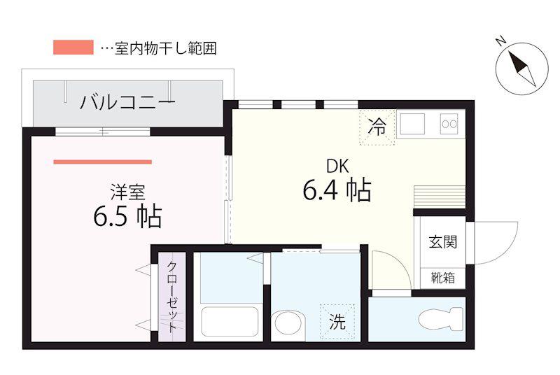QUIET CRAB HOUSE MIX山手(1DK/3階)の間取り写真