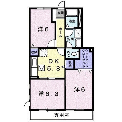 メゾンサニープレイス(3DK/1階)の間取り写真