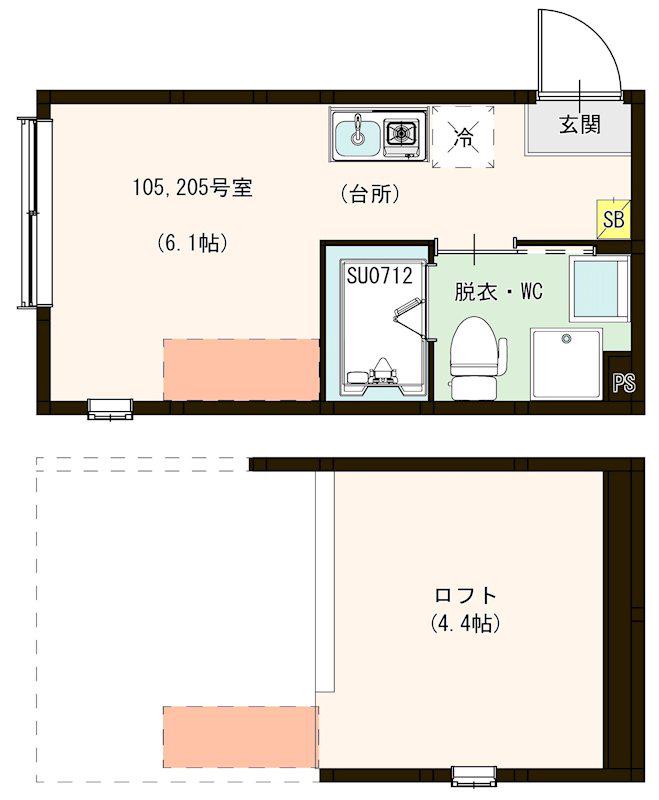 セレーネエステート千住曙(ワンルーム/2階)の間取り写真