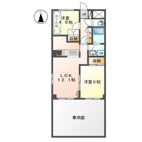 ブルーマリン茅ヶ崎(2LDK/1階)の間取り写真