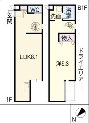 グランドステージ幅下(1LDK/1階)の間取り写真
