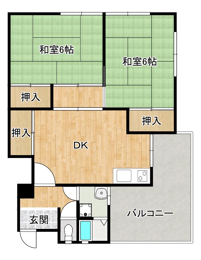 石金ハイツ(2DK/2階)の間取り写真