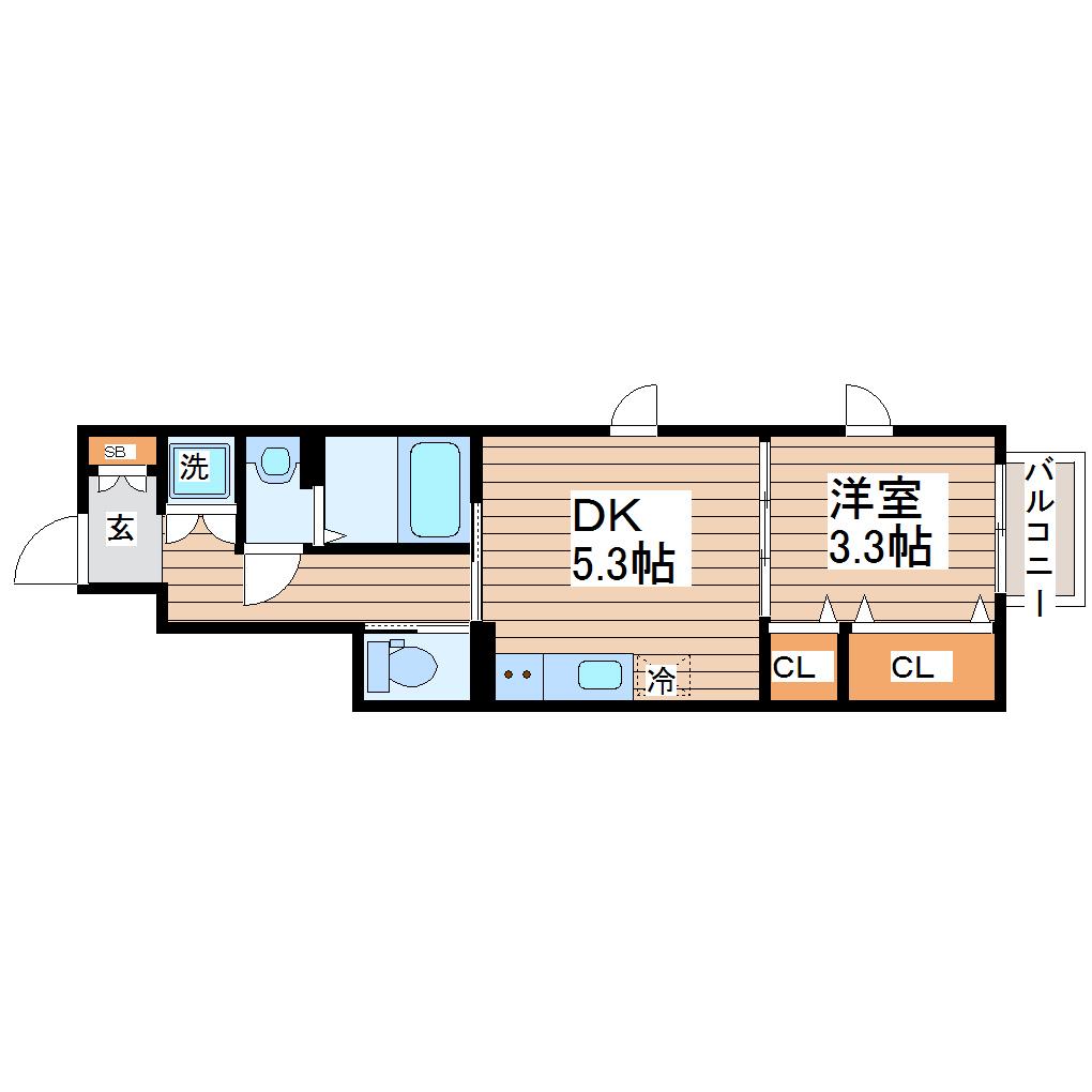 CASALUCEI(1DK/1階)の間取り写真