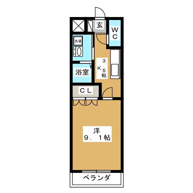 ヒールコート(1K/2階)の間取り写真