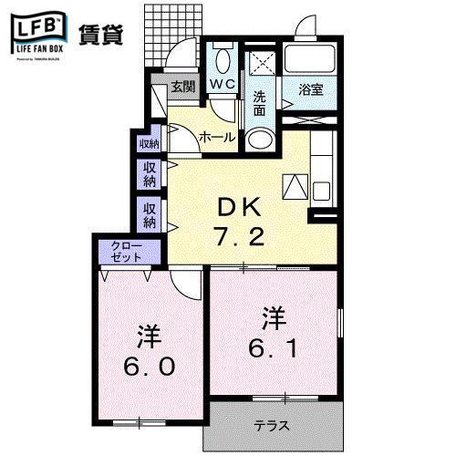 セカンド ステ-ジ I(2LDK/1階)の間取り写真