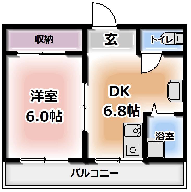 橋本マンション(1DK/4階)の間取り写真