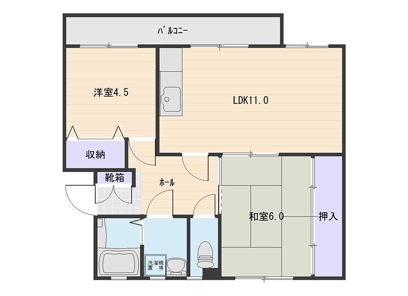 グランビュー日之出(2LDK/2階)の間取り写真