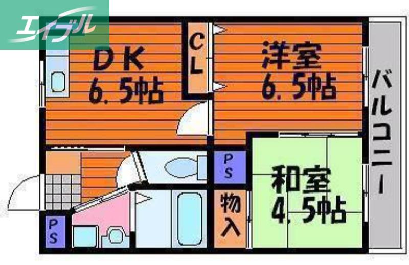 ソレイユ今(2DK/3階)の間取り写真