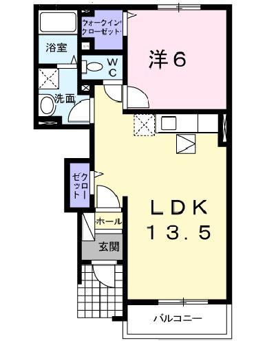 サンリットS(1LDK/1階)の間取り写真