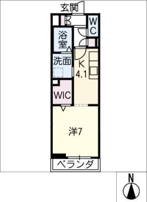 アミソル(1K/2階)の間取り写真
