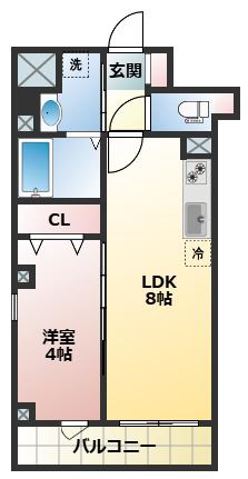 アベニールボナール(1LDK/2階)の間取り写真