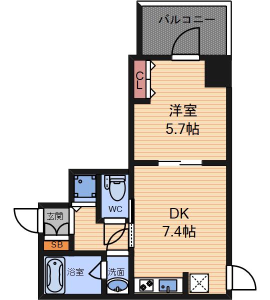 スプランディッド堀江(1DK/11階)の間取り写真