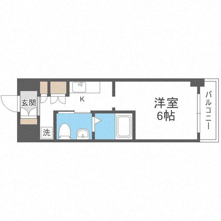 エスリード心斎橋西(1K/6階)の間取り写真