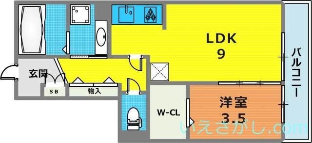 ラメゾンヴェール神戸(1LDK/1階)の間取り写真