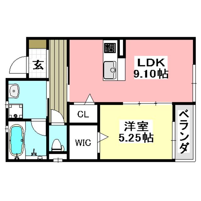 ルシア上穂東(1LDK/1階)の間取り写真