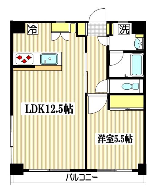 松本ハイツ(1LDK/4階)の間取り写真