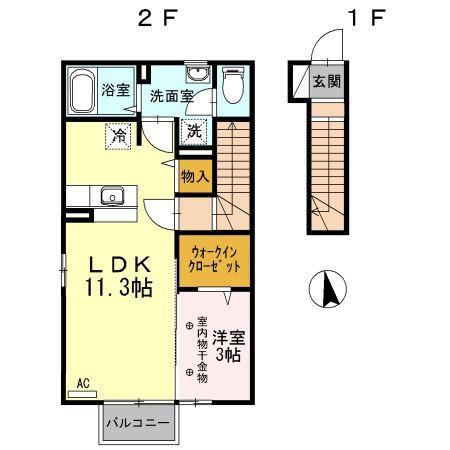 セピアコートII(1LDK/2階)の間取り写真
