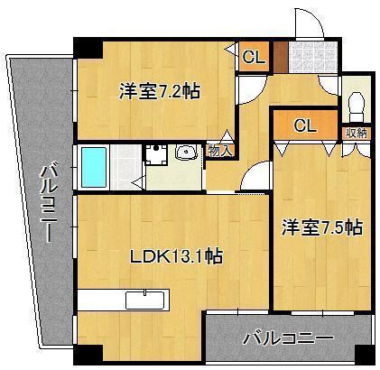 サンシャイン・ポート中井(2LDK/2階)の間取り写真