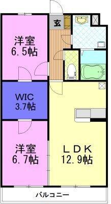 サニーサイド東宝木Ⅰ(2LDK/3階)の間取り写真